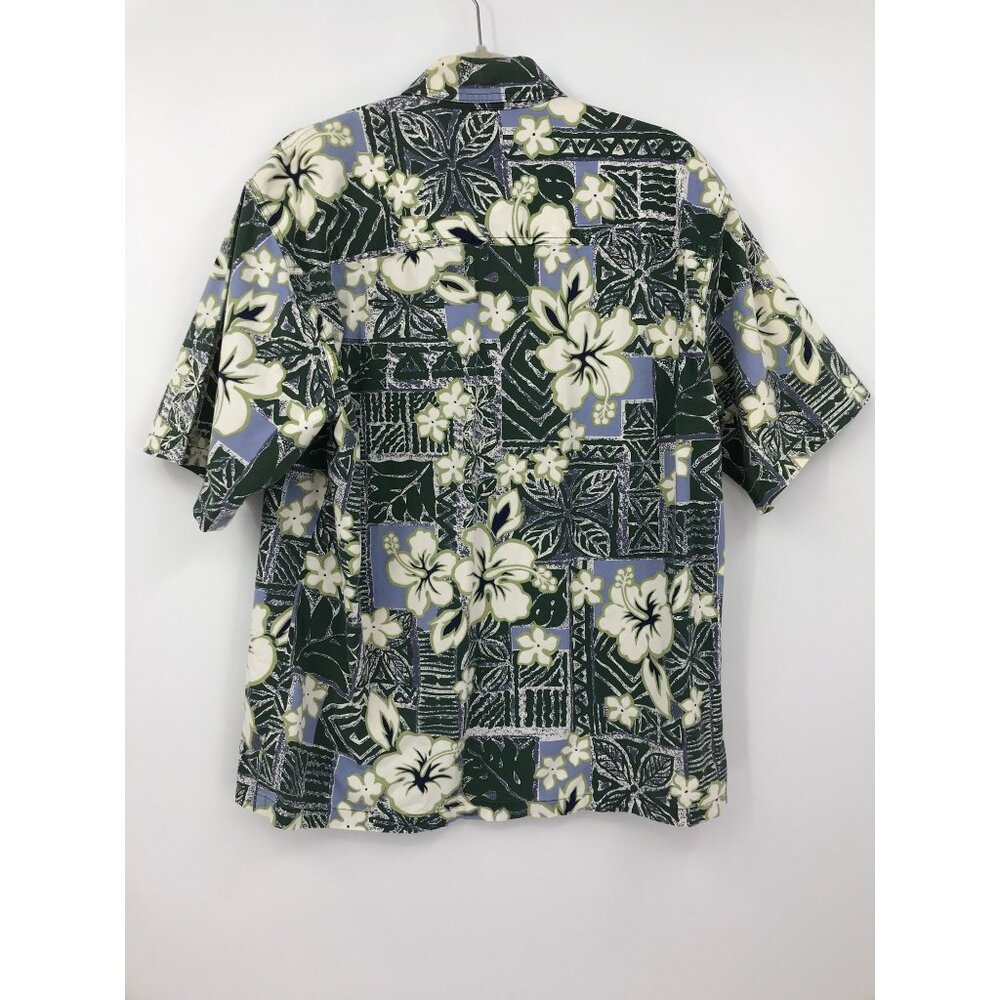 Kane Malia Men's Hawaiian Print Button Short Sleeve Shirt Green Large - Picture 5 of 5